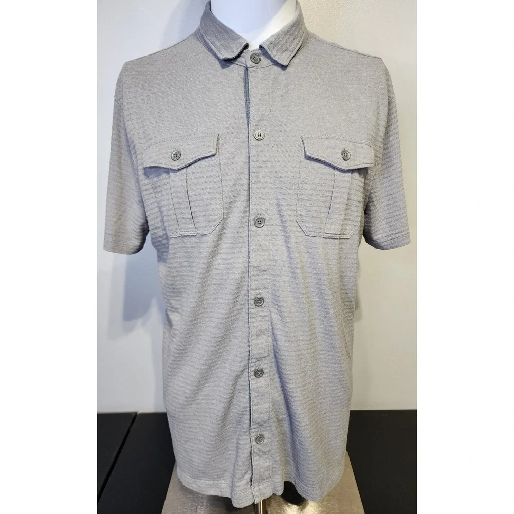 Banana Republic Men's Large Gray Polo Shirt‎ Double Pocket Tee